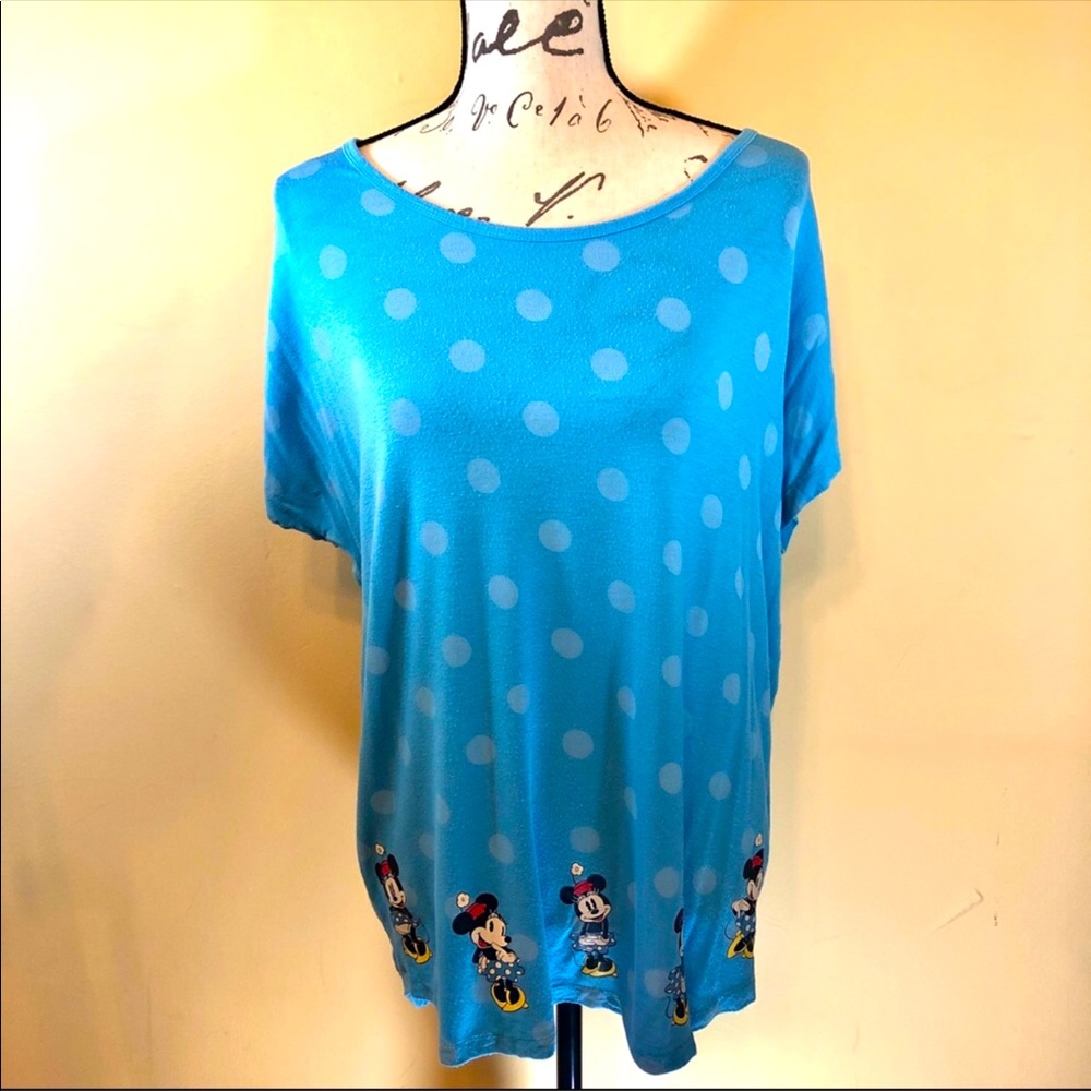Disney Parks Minnie Mouse Print Blue Top